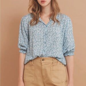 Women's Blue Patterned Top